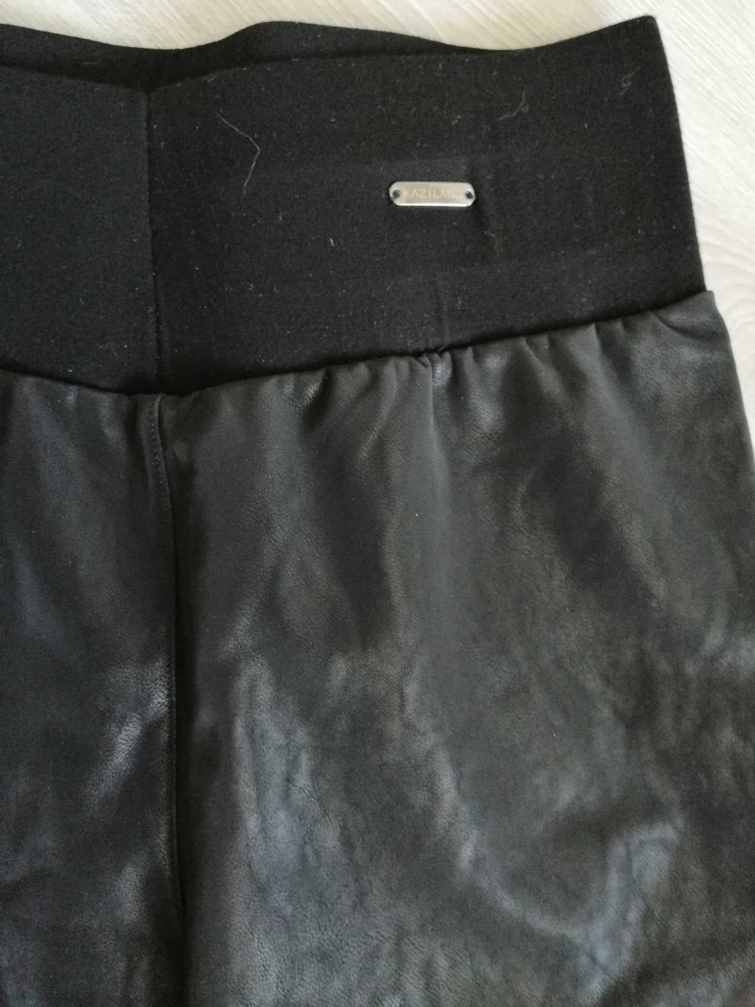 Spodnie typu getry skórki czarne Kazilang XL