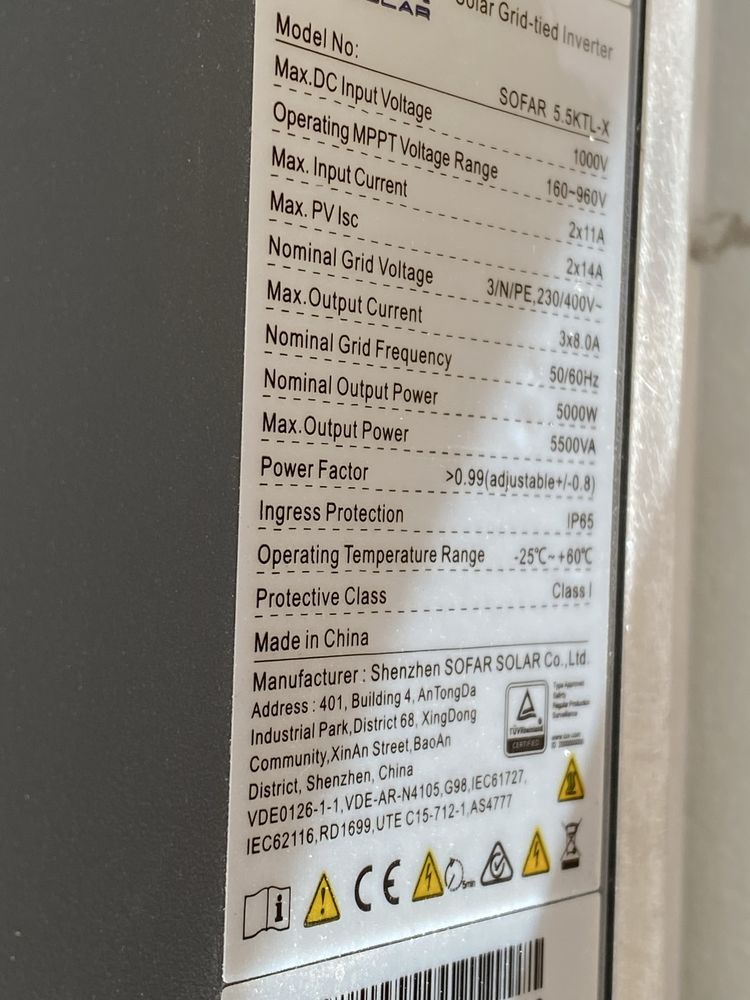 Falownik Sofar Solar 5,5 KTLX trójfazowy komplet