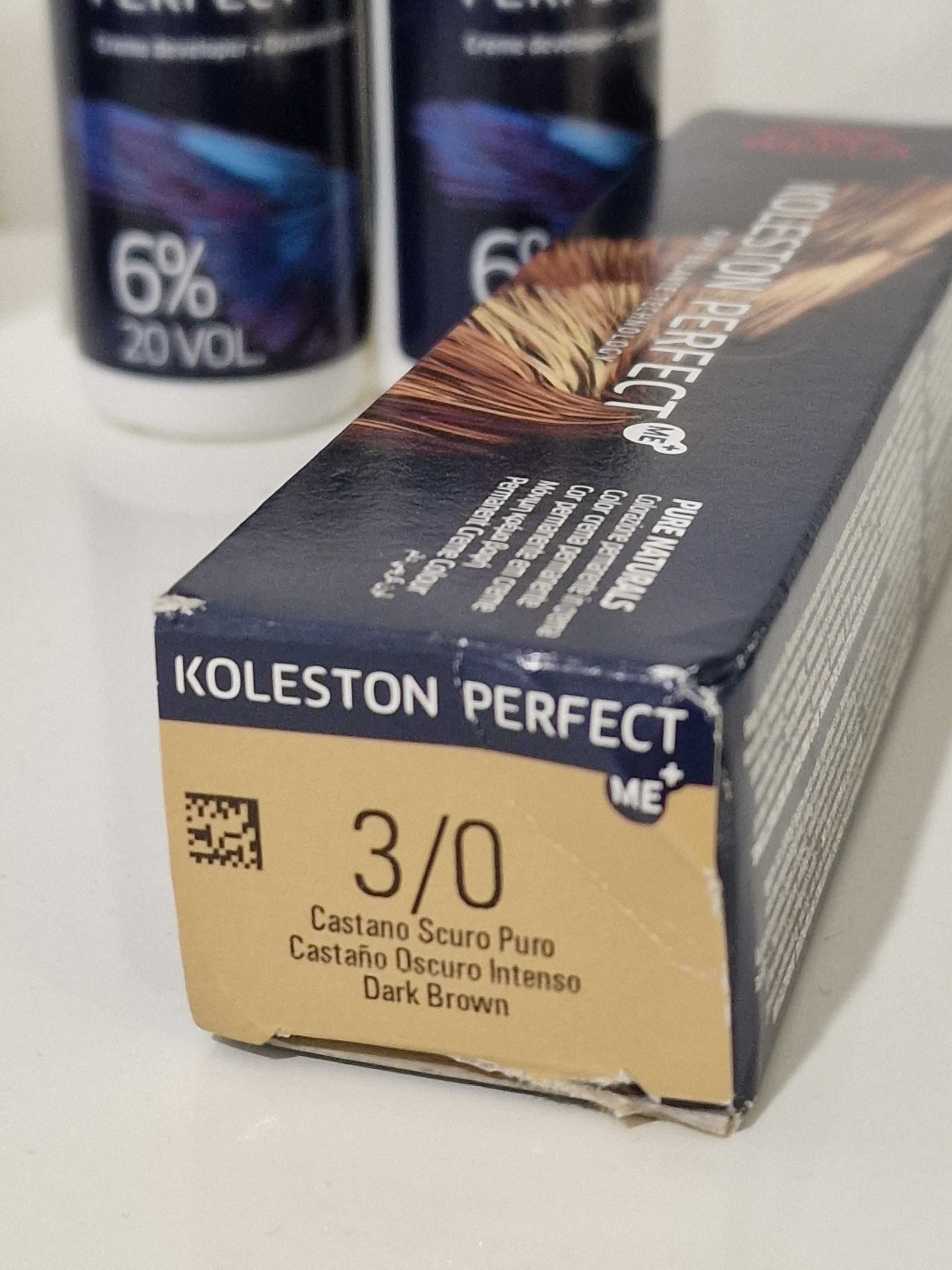 2 Tinta para cabelo marca Wella Koleston - 3/0 Castanho + oxidantes