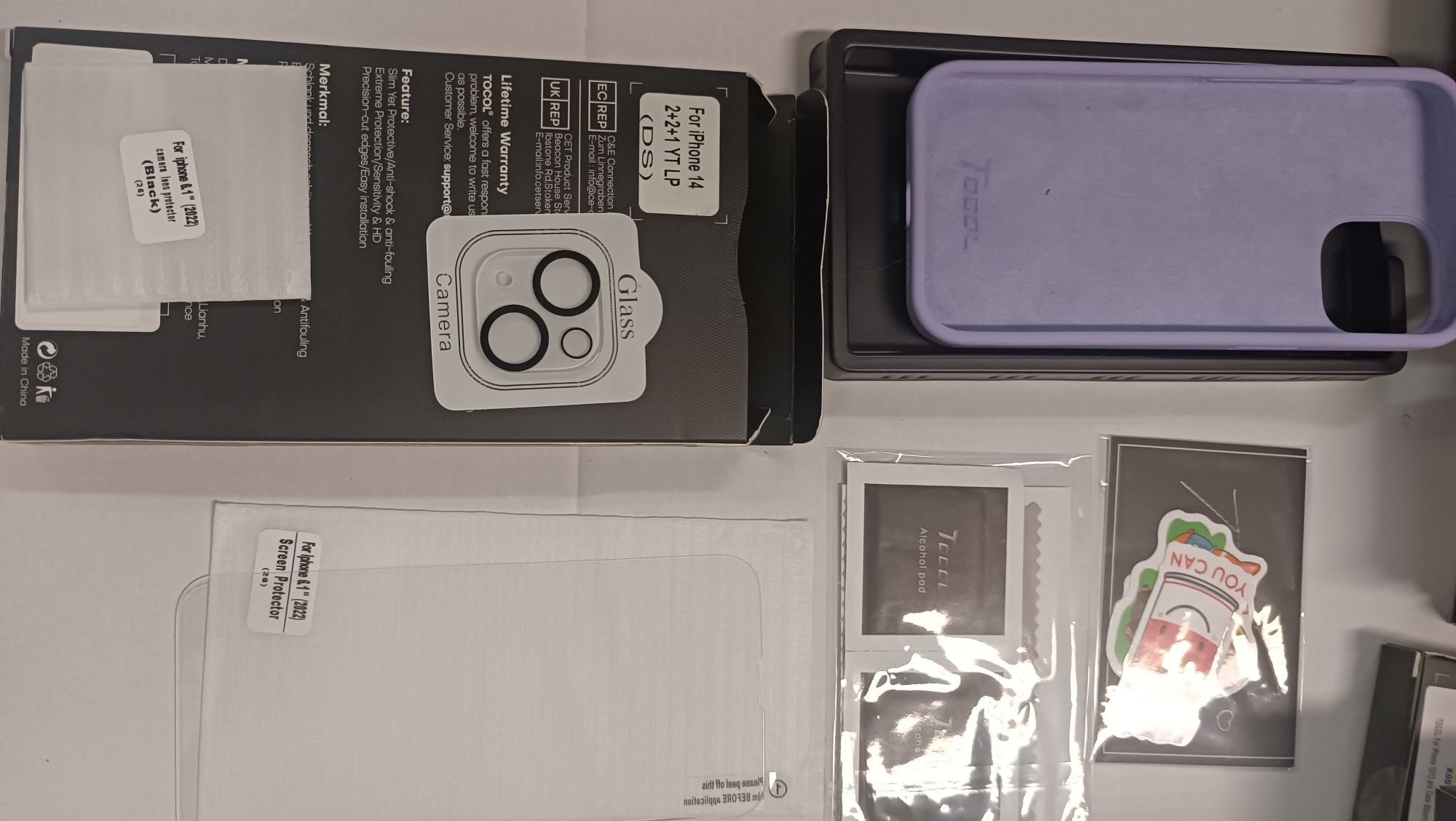 Capa 5 em 1 para iPhone 14, com 2 pacotes de protetor de tela +