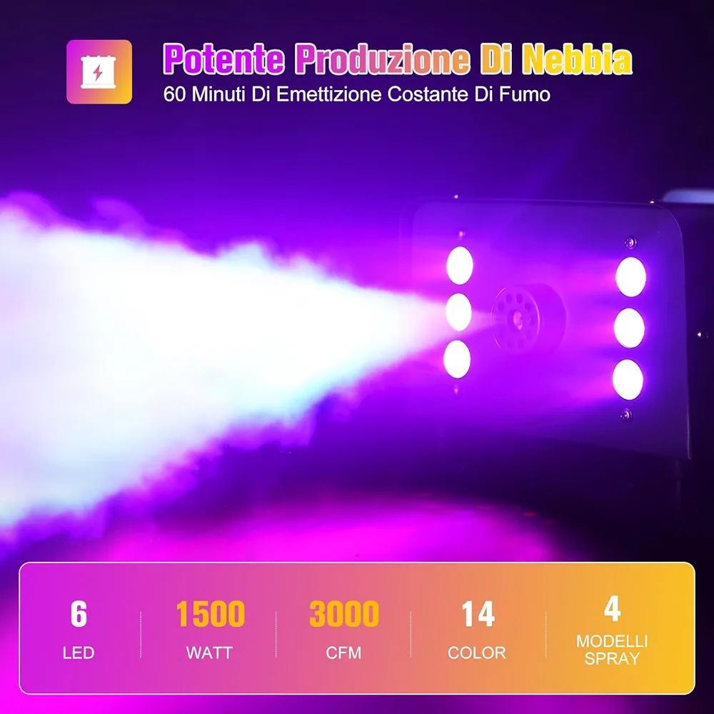 Wytwornica   dymu UKing 1500 W z 6 diodami LED RGB
