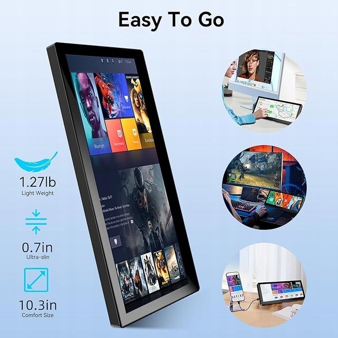 Przenośny Ekran Dotykowy 12,3 Cala Monitor IPS Z Mini HDMI Oraz USB-C