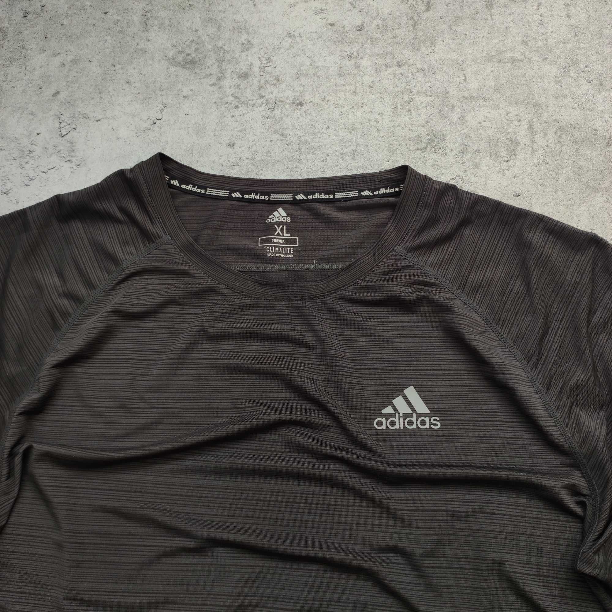 MĘSKA Koszulka Sportowa Szara Adidas Małe Logo Clima Aero Bieganie