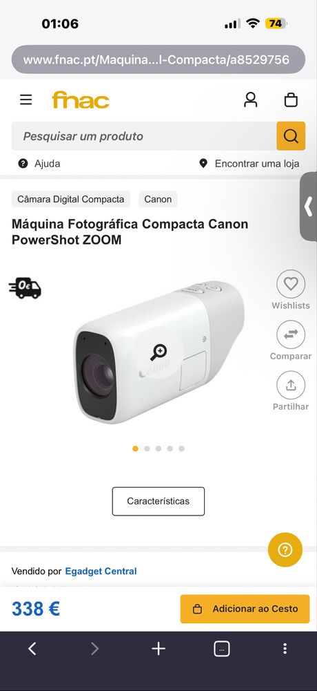 Canon PowerShoot Zoom optico de 30x, vai aos 800mm de distància