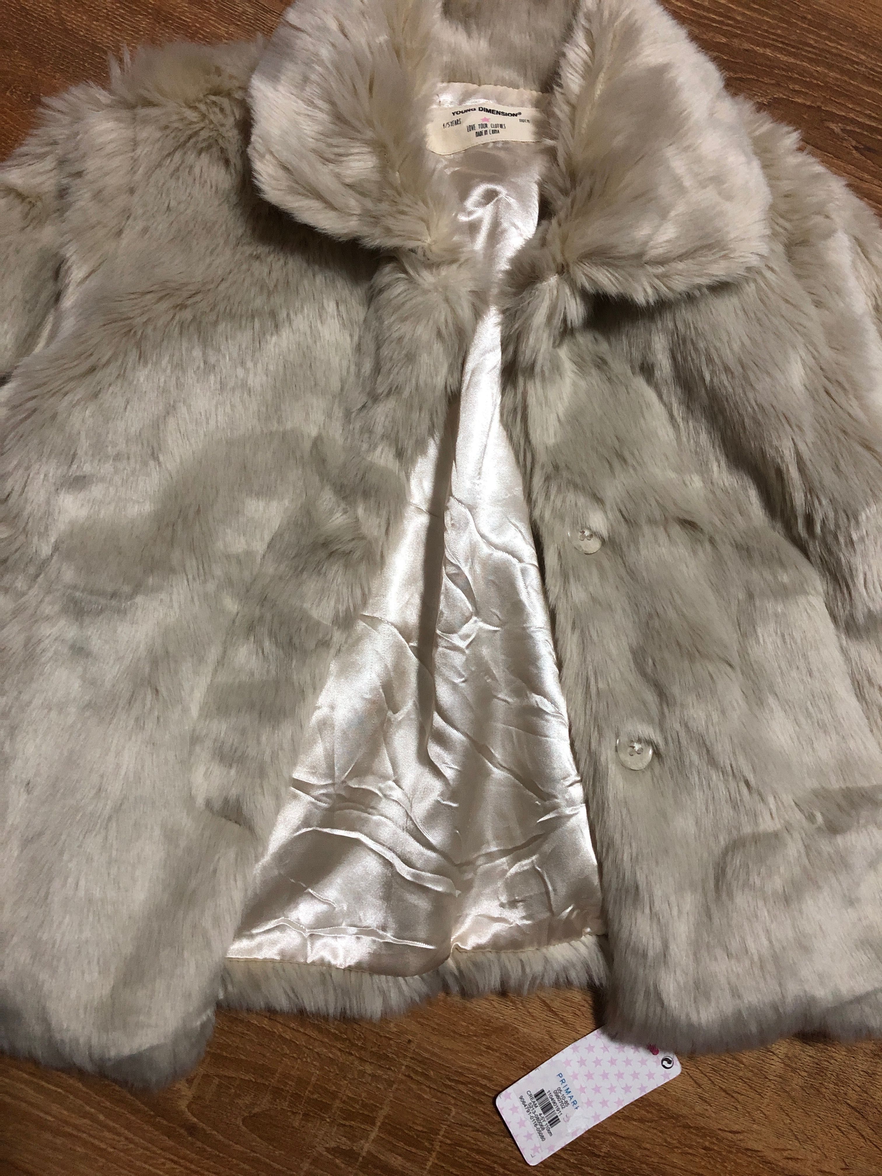 Bezowe futerko Primark 110 NOWE