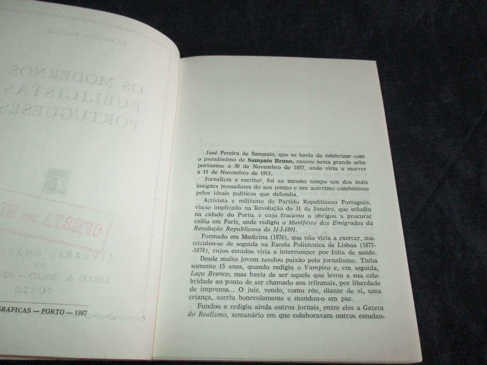 Livro Os Modernos Publicistas Portugueses Sampaio Bruno