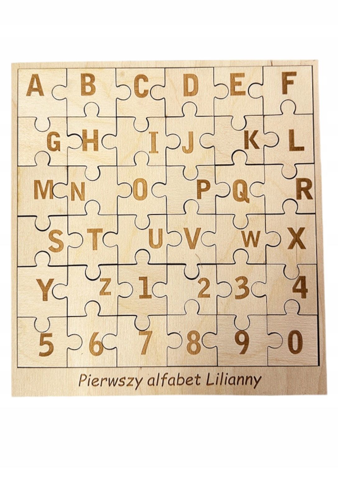 UKŁADANKA ALFABET Z IMIENIEM szkoła drewniane literki puzzle