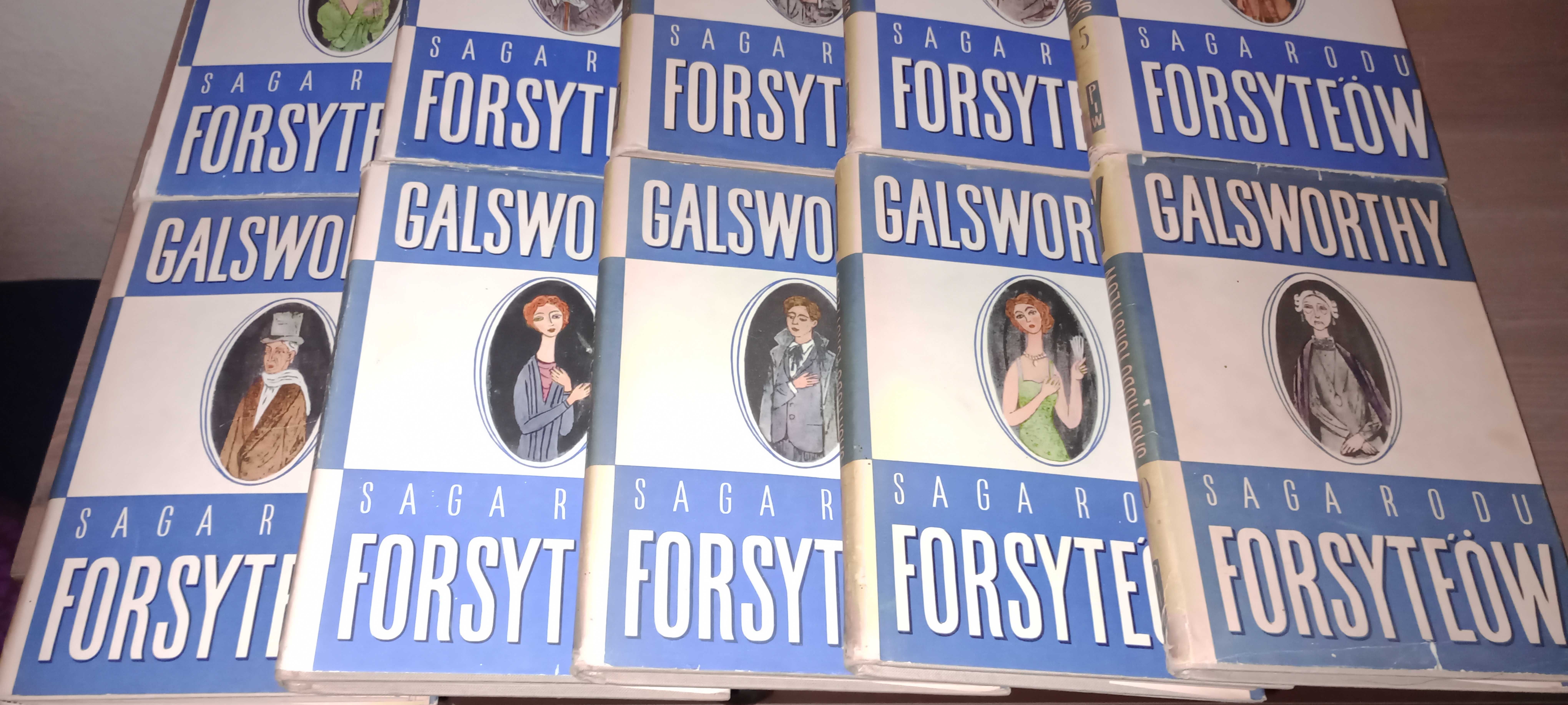 Saga Rodu Forsyte'ów tom 1-10 PIW komplet John Galsworthy
