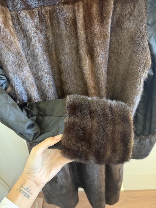 Casaco de vison genuino castanho