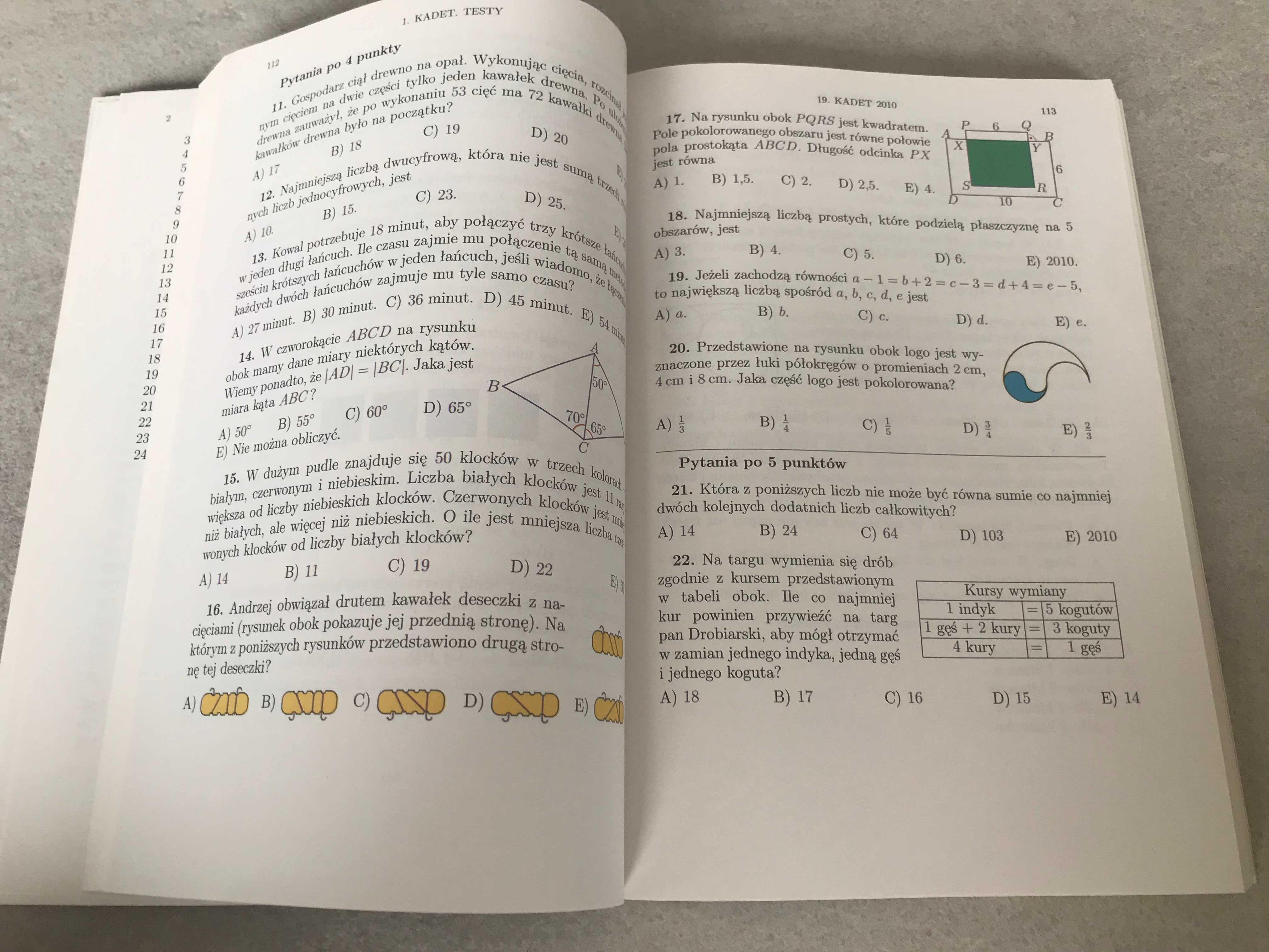 Kangur matematyczny (lata 1992 - 2015) - Kategoria Kadet