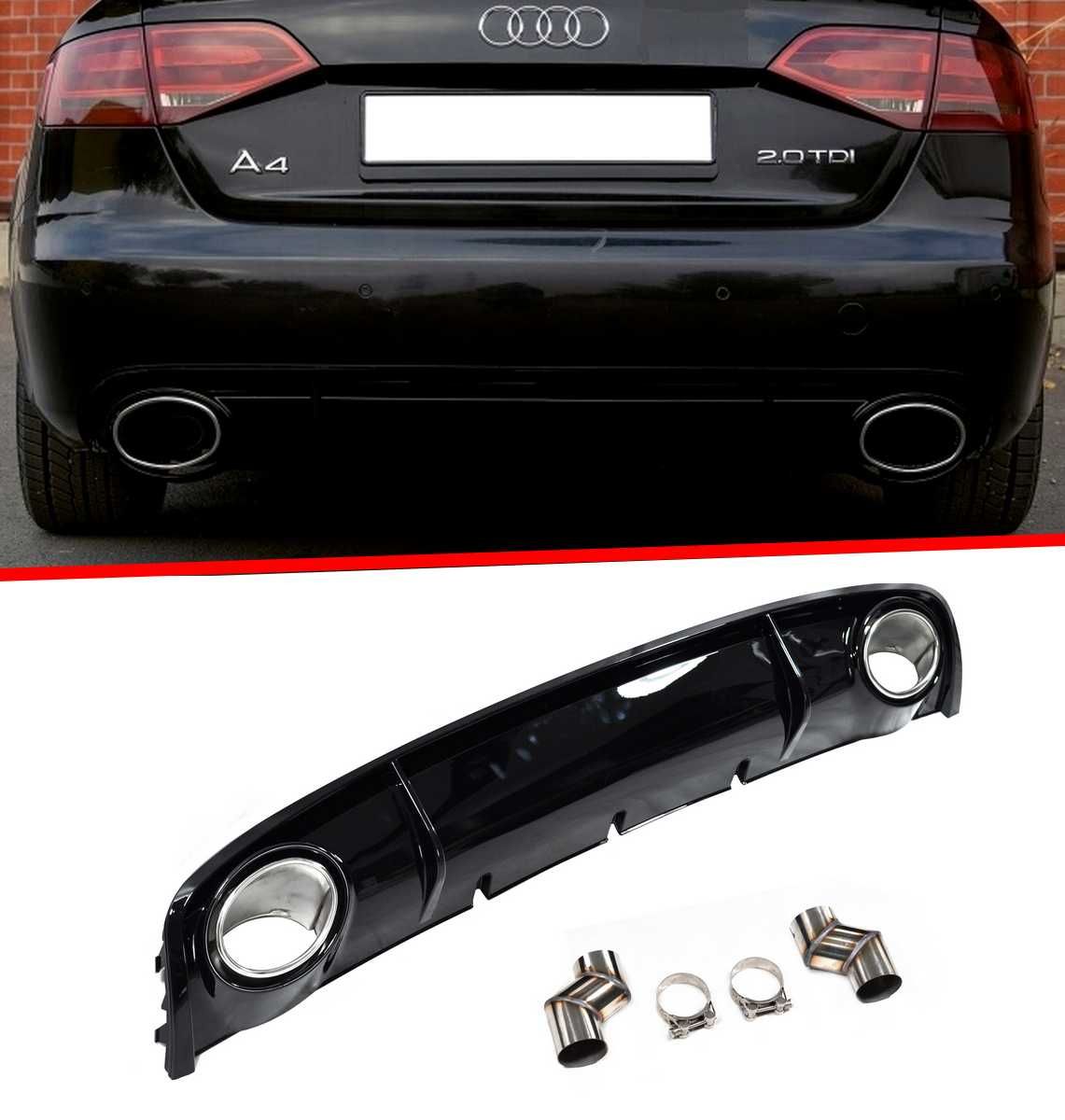 Dyfuzor dokładka zderzaka Audi A4 B8 LIFT 12-15 wzór RS4 full black