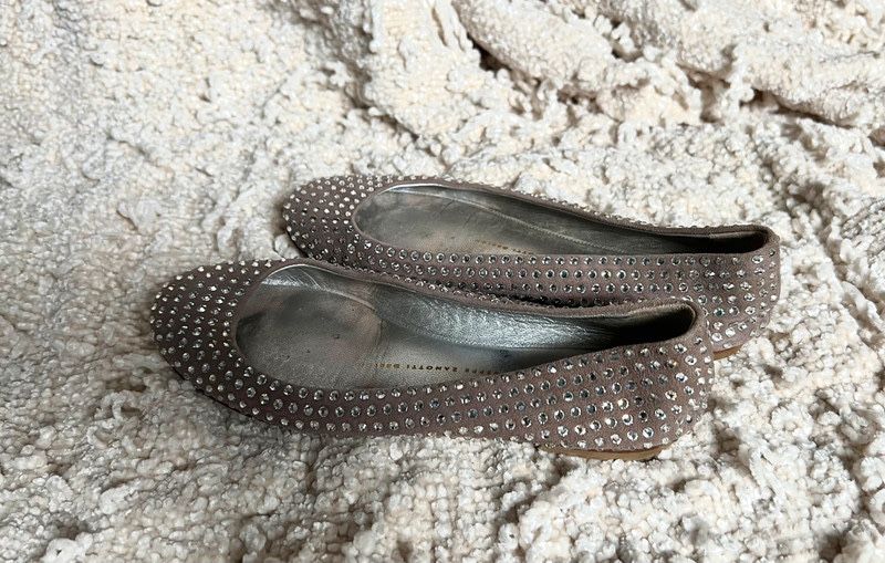 Skórzane baleriny balerinki cyrkonie 36 Giuseppe Zanotti skóra