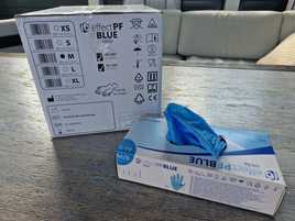 Rękawice nitrylowe jednorazowe rękawiczki effect pf blue safemed M/8