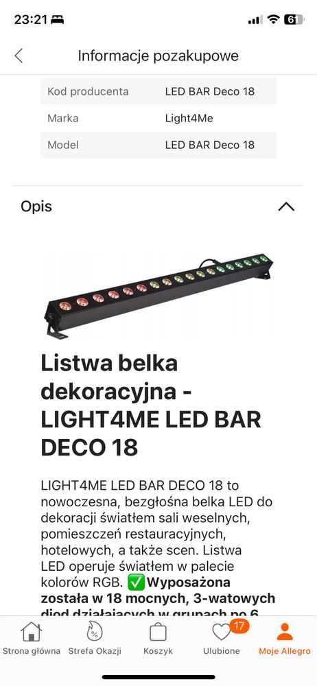 led bar listwa świetlna dekoracyjna LIGHT4ME LED BAR DECO 18