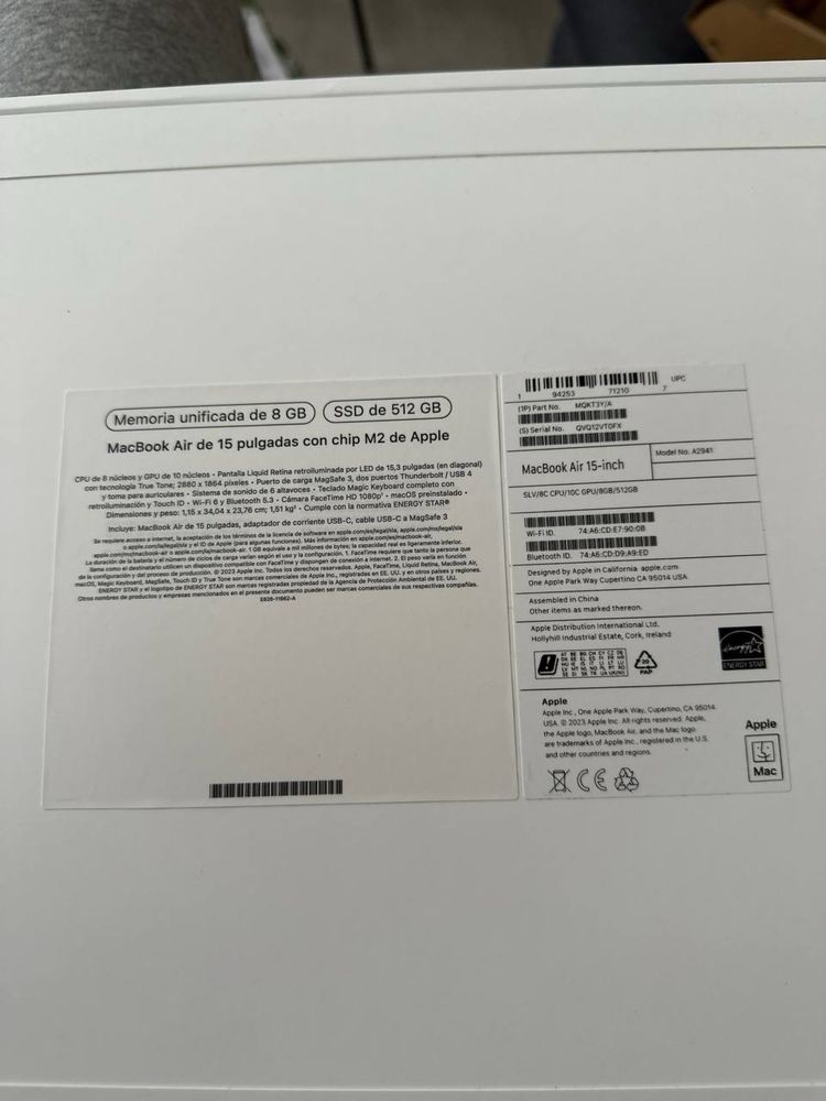 MacBook  Air 15 2023 8 512 Silver