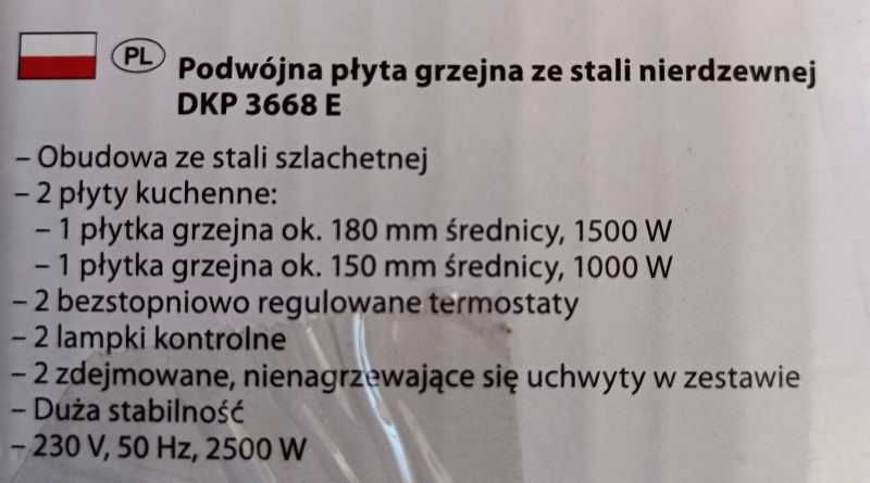 Kuchenka elektryczna 2500 Watt 2 płyty