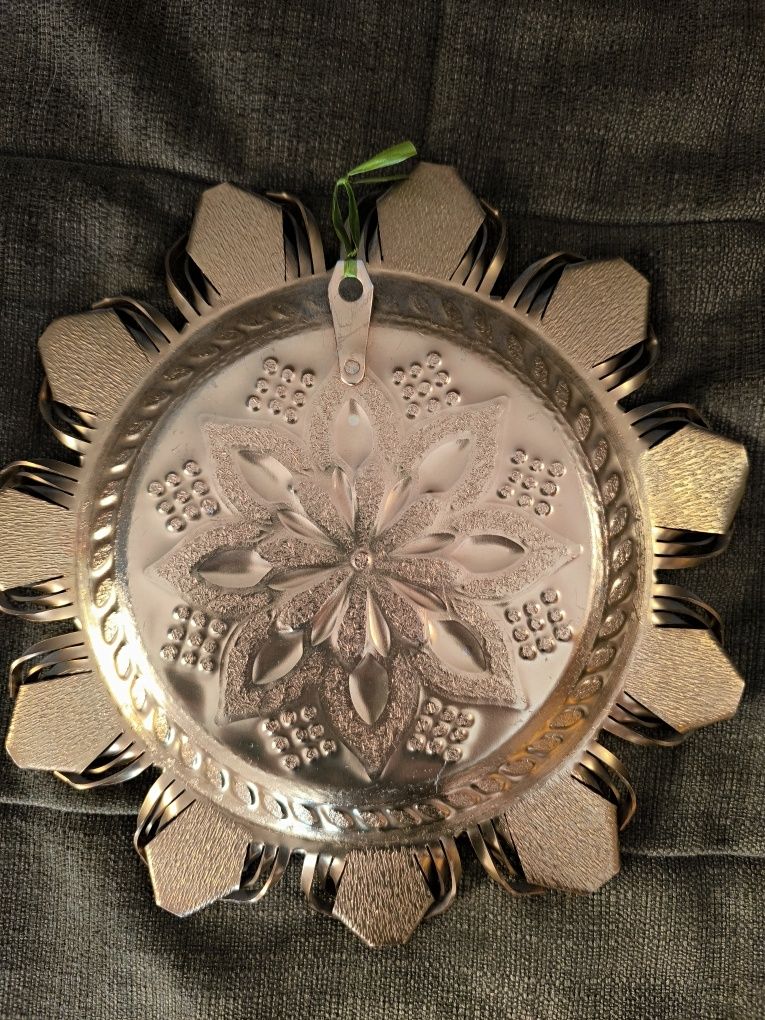 Talerz ozdobny ścienny, metaloplastyka, miedź 28cm