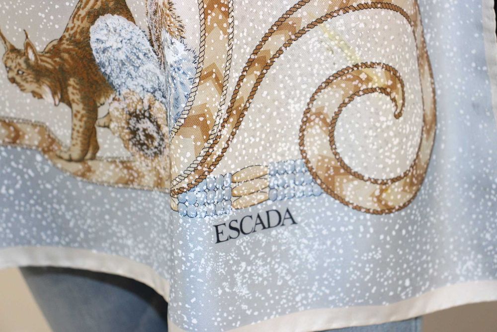 ESCADA Piękna Jedwabna Chusta Apaszka Jedwab 100% 90x92