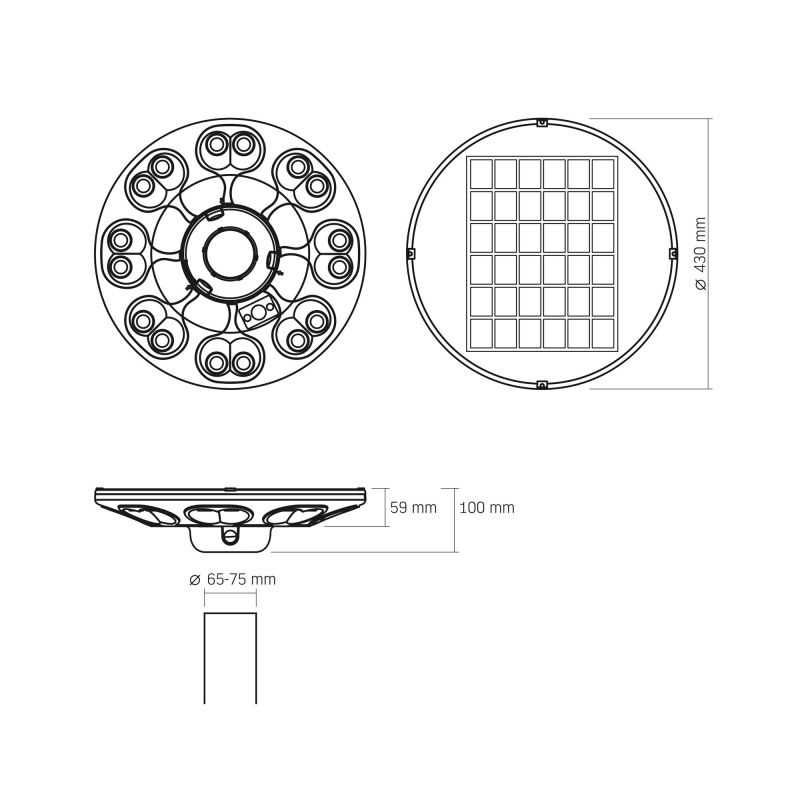 LAMPA SOLARNA PREMIUM | Opcja Zestawu ze Słupem | Czujniki - 1400Lm |