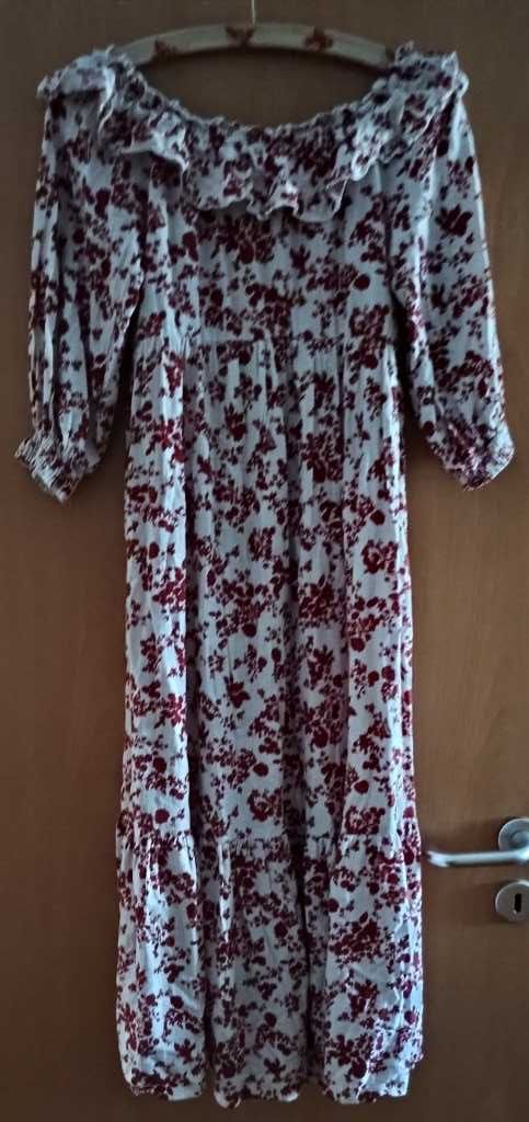 piękna Zara sukienka boho vintage/ XS-M/midi/maxi długa len