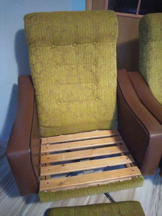 Fotele obrotowe PRL, dwie sztuki, komplet