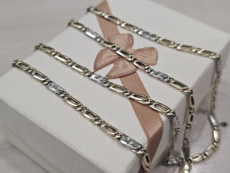 Złoty męski łańcuszek TYGRYSIE OKO zdobione ogniwa PR 585 55 cm