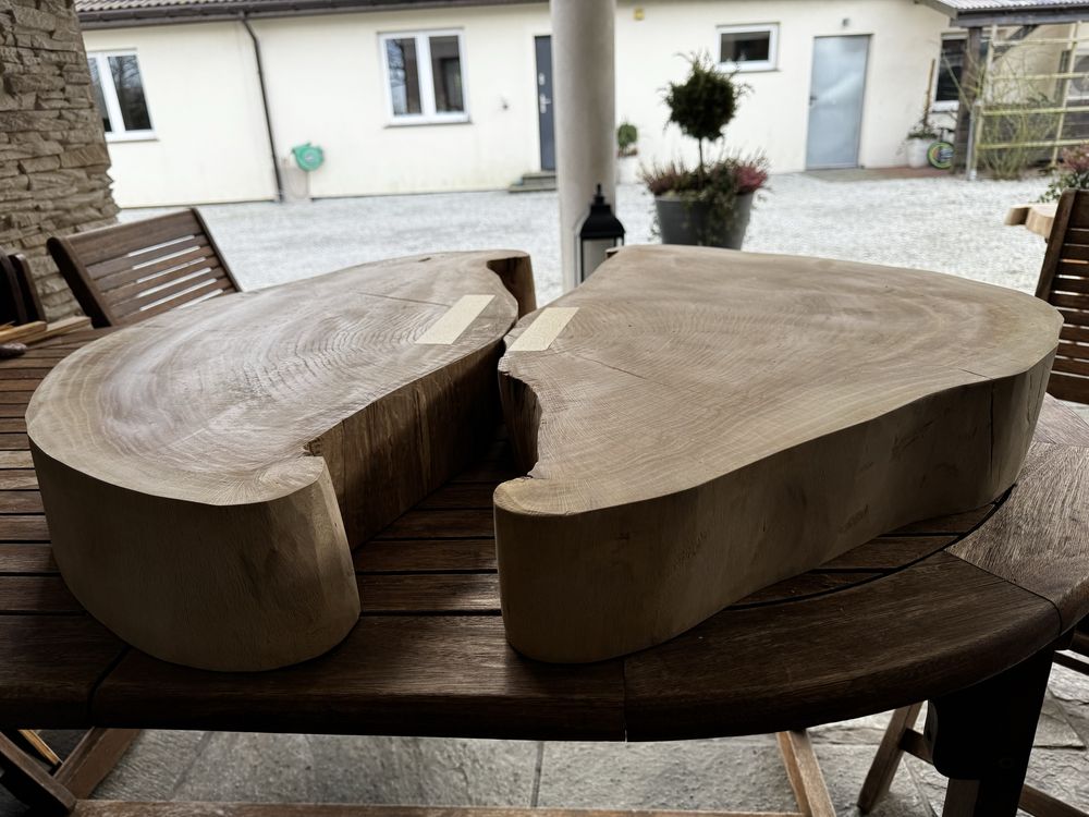 Plastry dębowe drewniane na stół gotowe do użytku gładkie 83x90x10cm