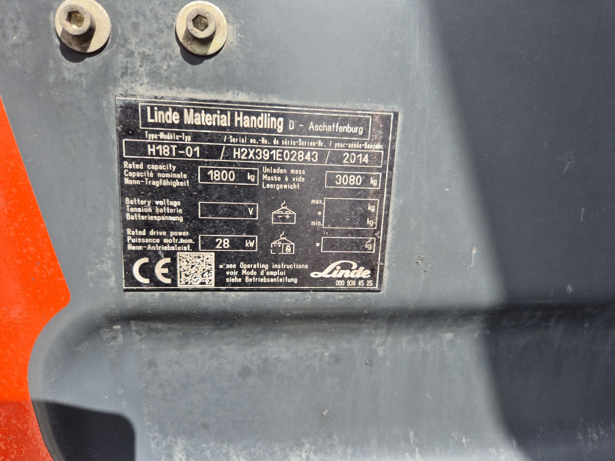 Wózek widłowy Linde H18T-01 2014rok Maszt standard podnoszenie 3,8m