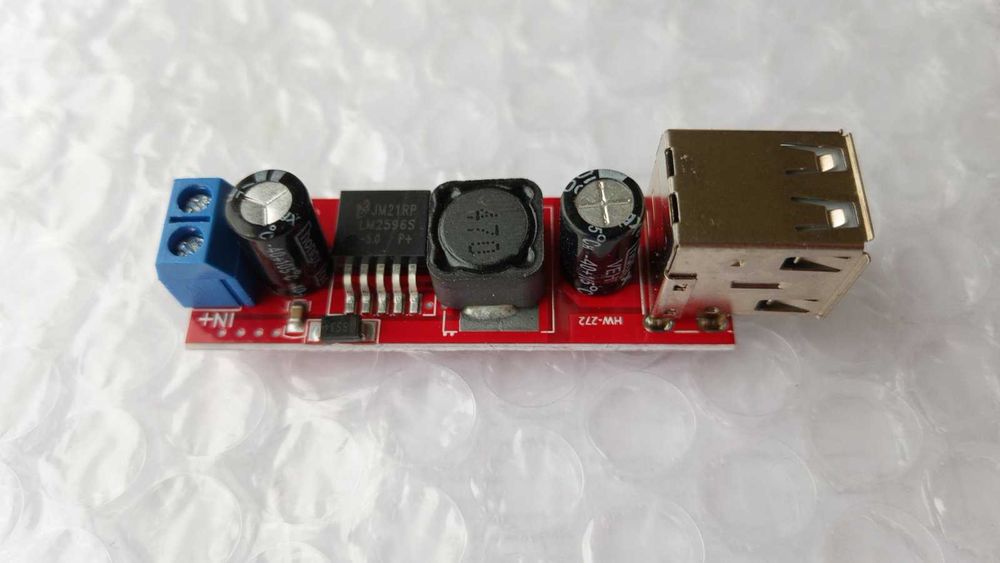 LM2596 понижающий стабилизатор напряжения 2 USB выхода 5 V ток до 3 А
