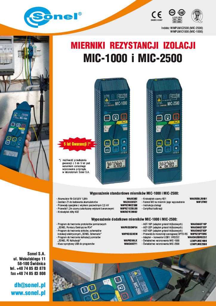 Miernik rezystancji izolacji do 1kV Sonel MIC-1000