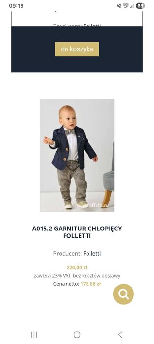 Garniturek dla chłopca rozmiar 92 Firmy Folletti