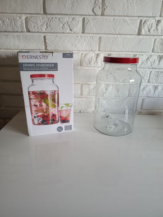 Ernesto home Szklany dozownik do napojów z kranikiem 5,6 l
