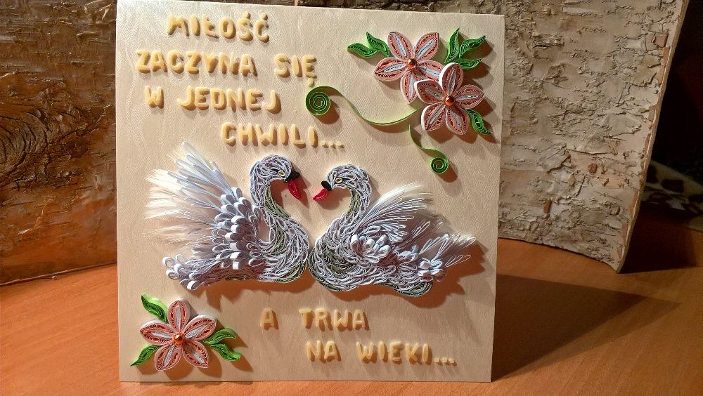 Kartki Ślubne, ręcznie robione, quilling