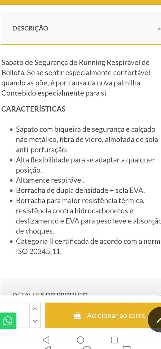 Calçado segurança Bellota (NOVO)   Não metálico!