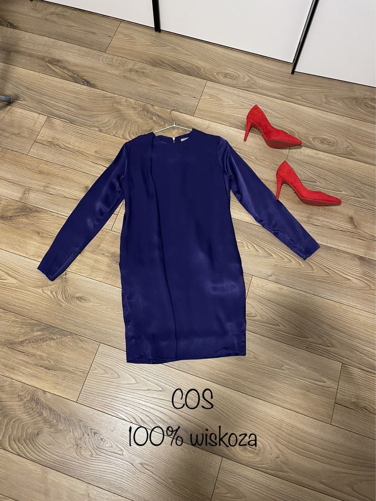Granatowa sukienka COS 100% wiskoza XS/34