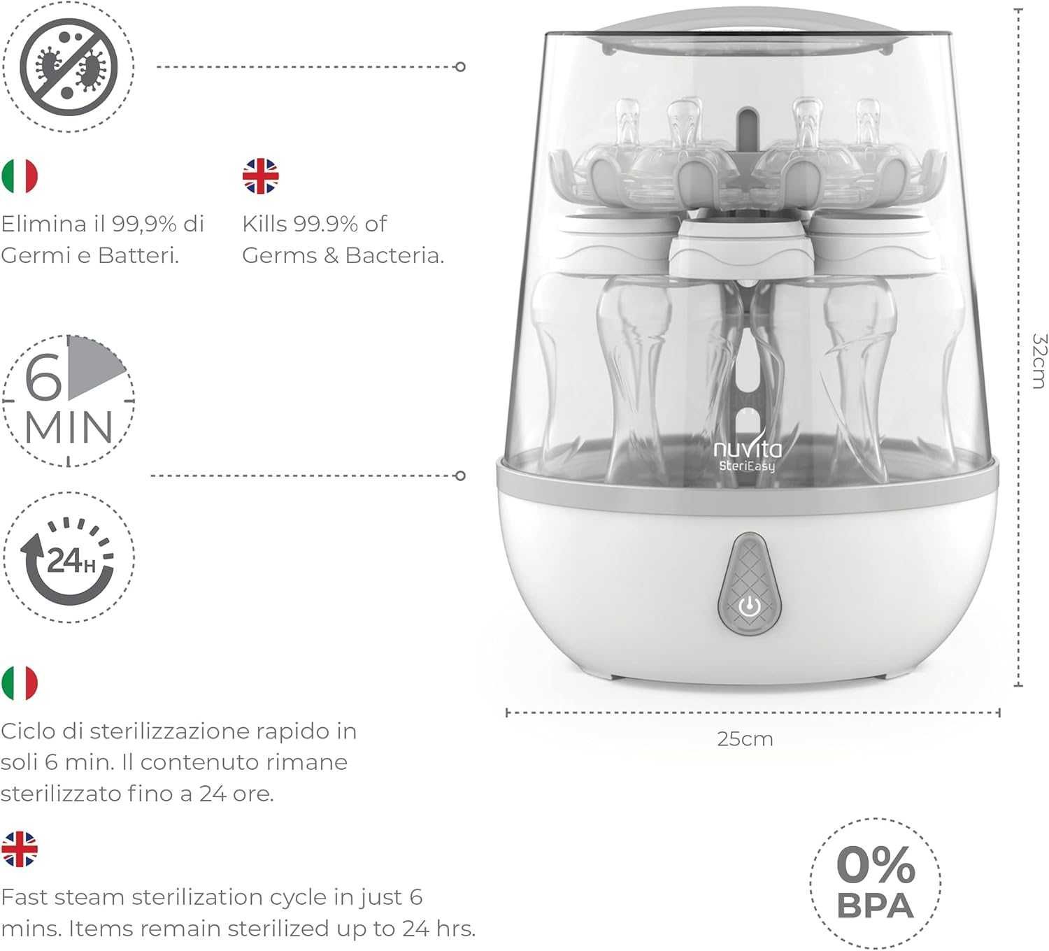 Esterilizador de biberões Nuvita Sterieasy