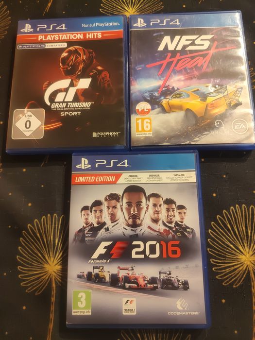 Zestaw. Need For Speed Heat, Gran Turismo Sport, Formula1 2016 PS4 Pla