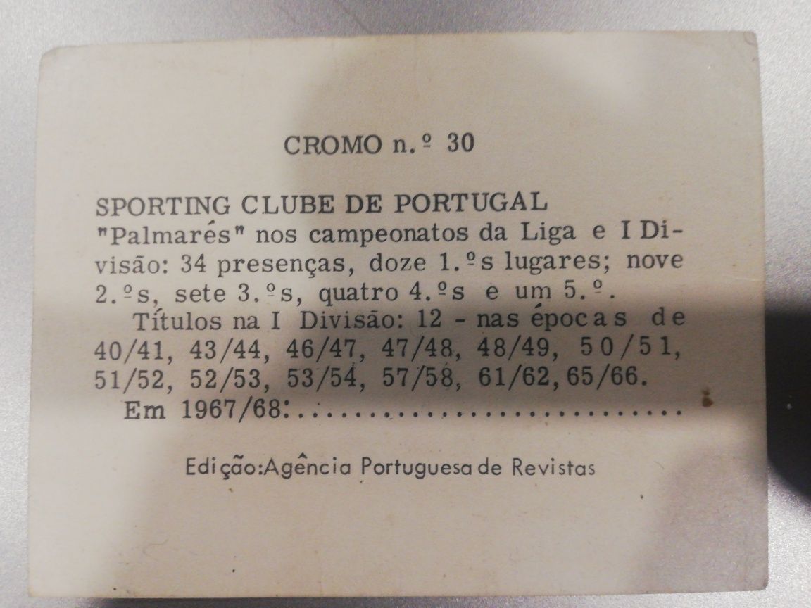 Cromo da equipa do SPORTING, 1967/68