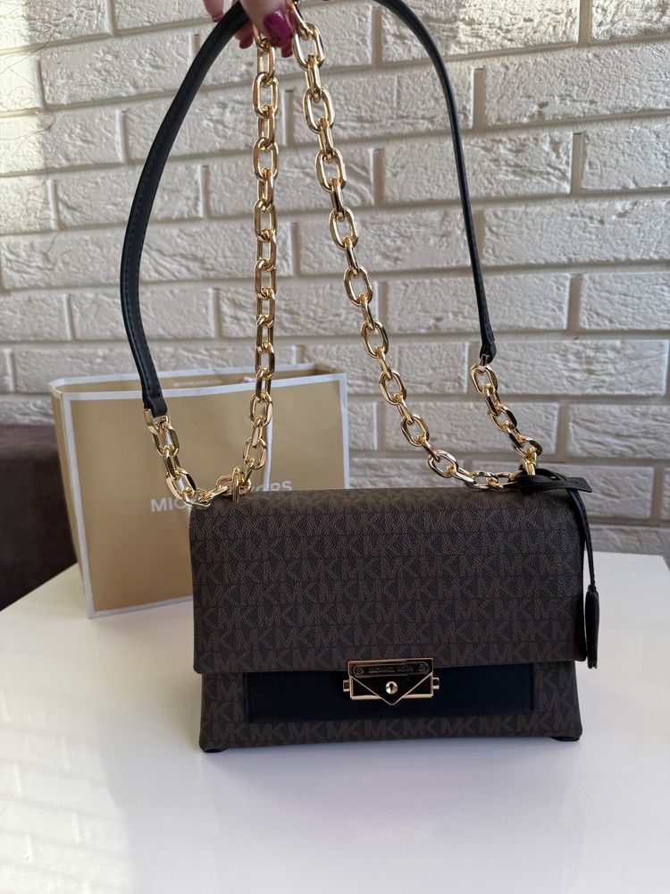 Nowa torebka Michael Kors brązowa monogram złote okucia