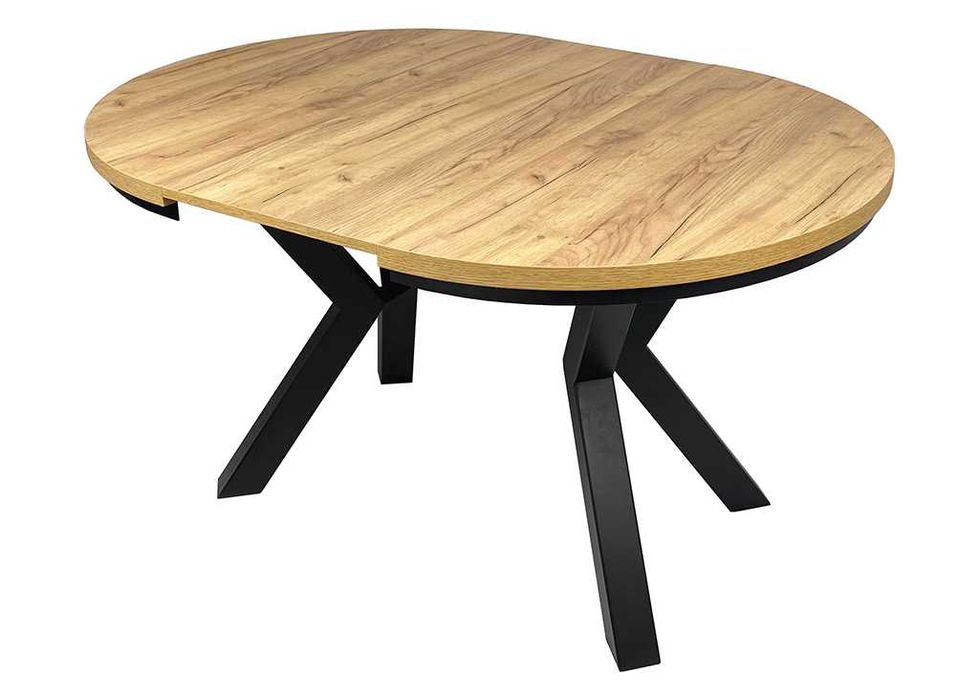 Zestaw Industrialny Stół Okrągły z 4 krzesłami tapicerowanymi Rosa