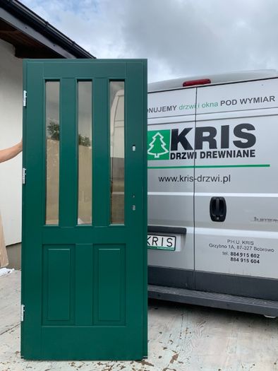 DRZWI zewnętrzne KRIS drewniane Na wymiar dowolny kolor Cała Polska