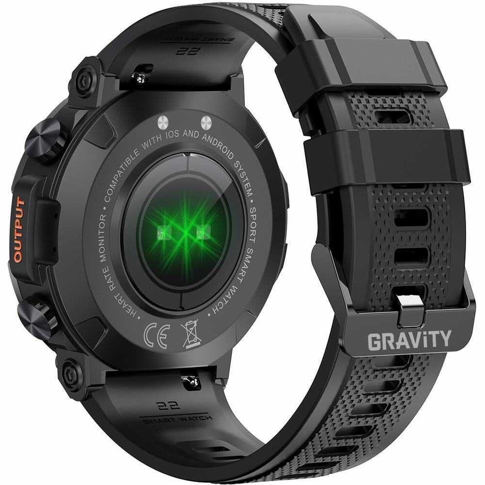 SMARTWATCH GRAVITY GT7-1 PRO Czarny z Czarnym Paskiem Silikonowym