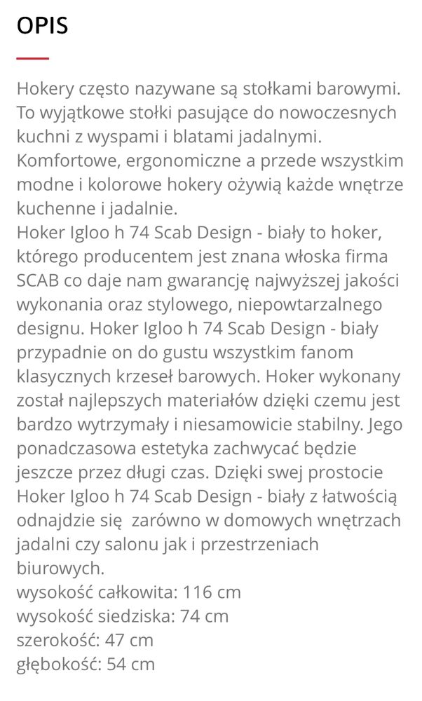 Sprzedam cena za 2 krzesła Hokery