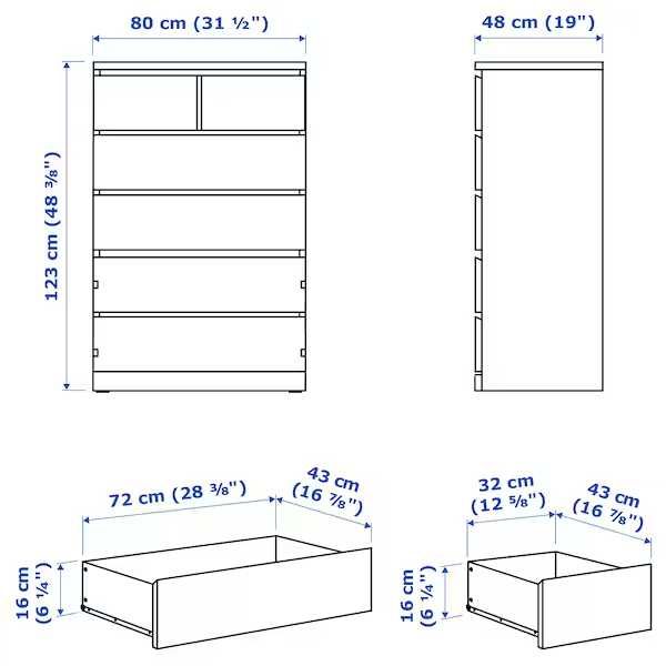 MALM Ikea Komoda 6 szuflad, biały, 80x123 cm Nowa w kartonach