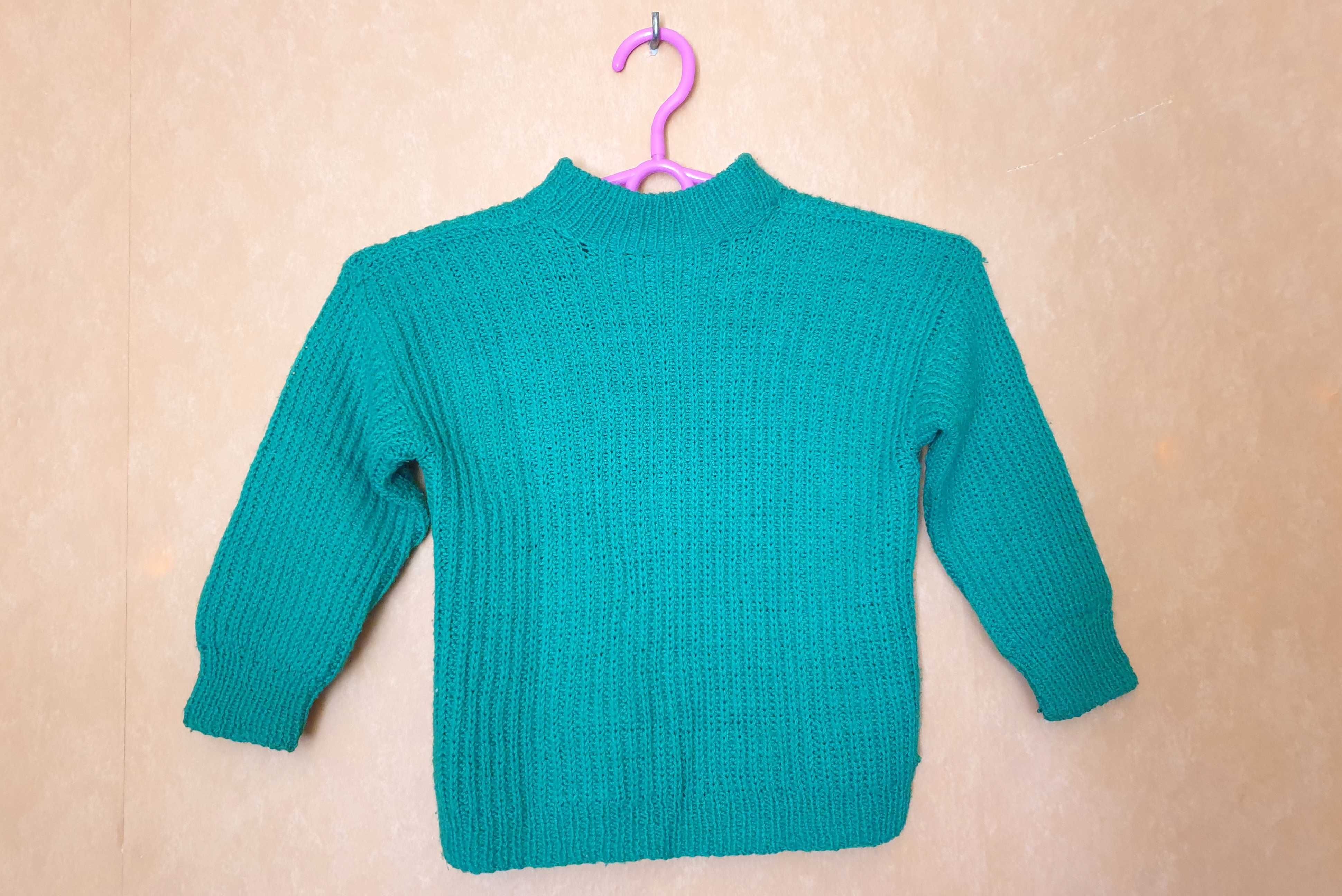 Sweter zielony dla dziecka - rozmiar 104 cm - zrobiony przez babcię