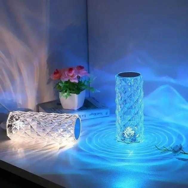 Лампа-нічник  акумуляторна Кристал Троянда  сенсорний світильник