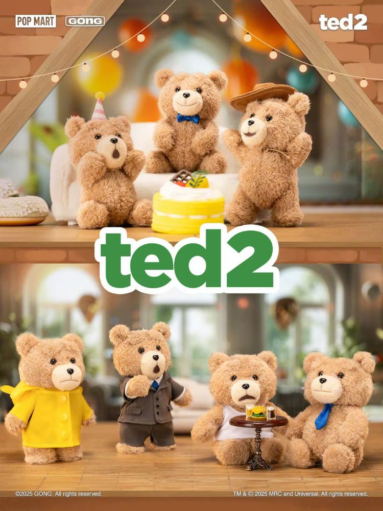 Оригинал Pop Mart TED2 • плюшевый брелок • новинка июнь 2025