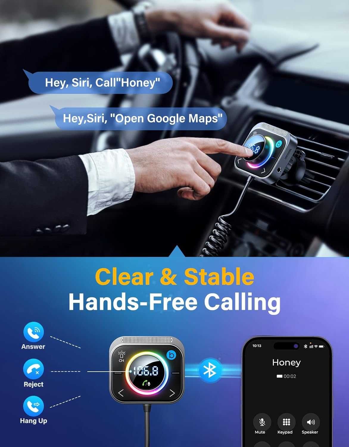 Bluetooth adapter 5.3 FM/AUX do samochodu Joyroom SPP270