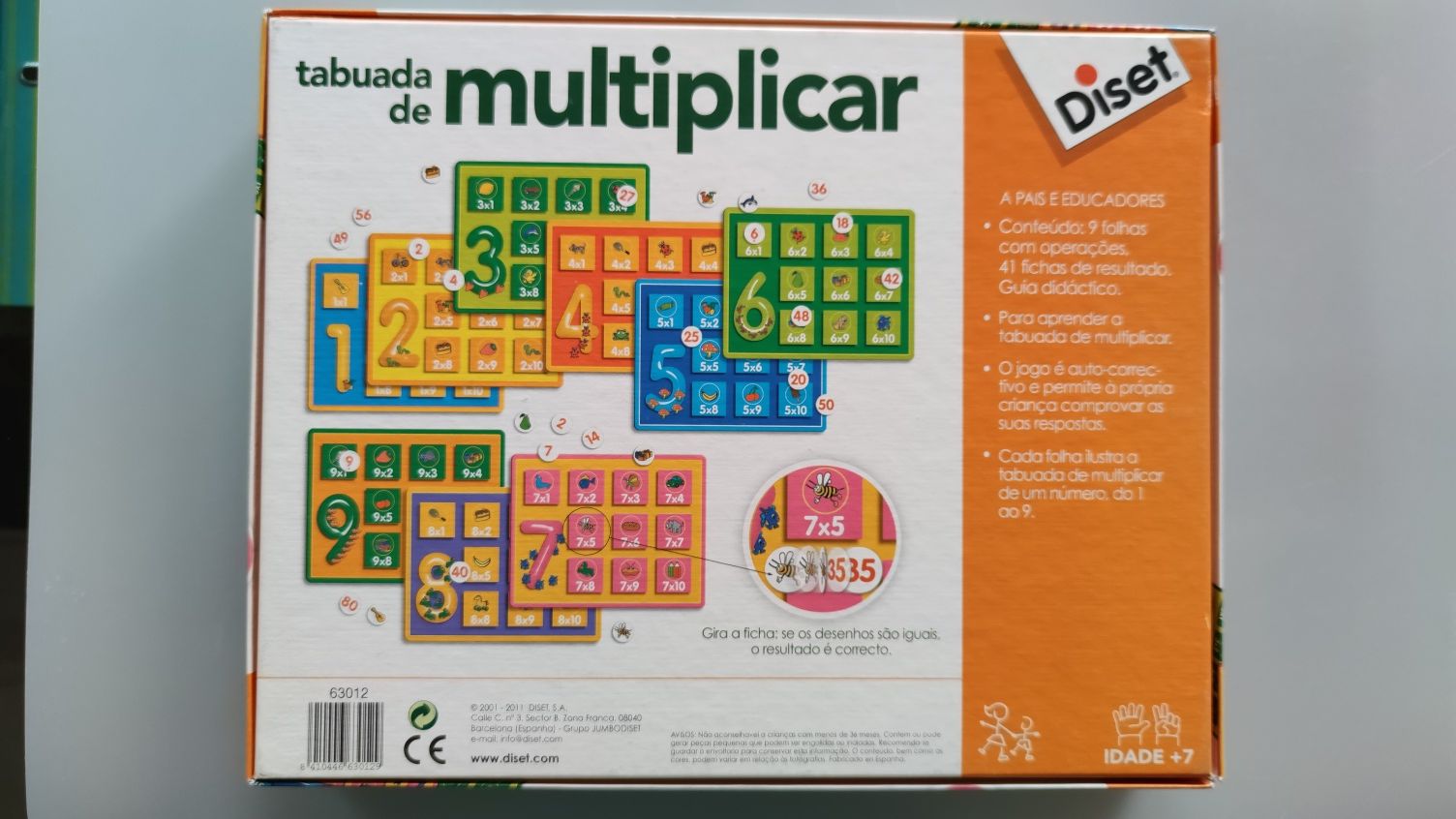Caixa jogo tabuada de multiplicar +7