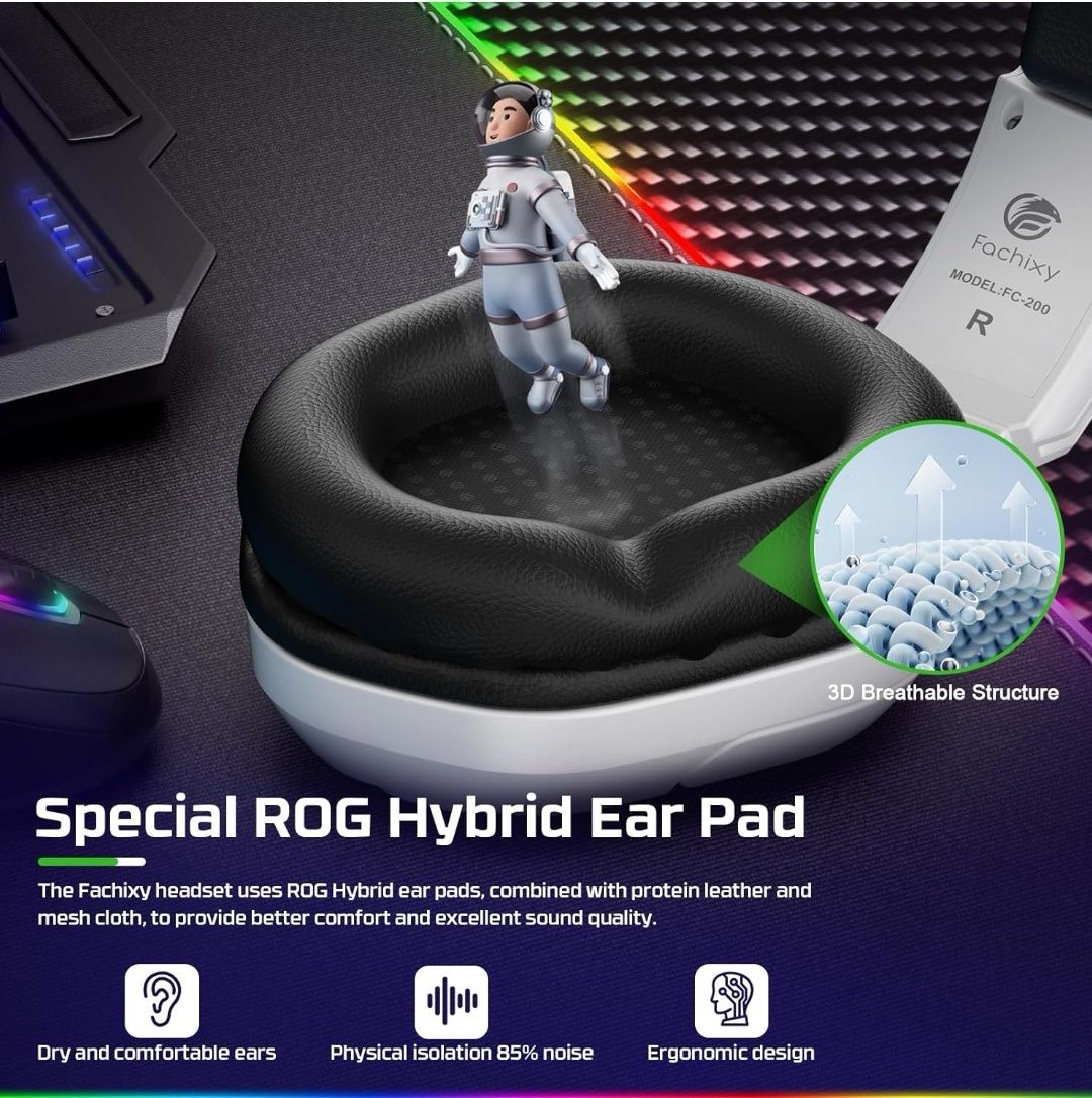 Słuchawki do gier 3,5 mm ze światłem RGB
